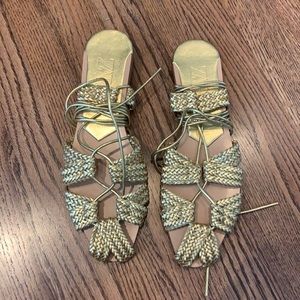 Zara gold woven sandals size 38
